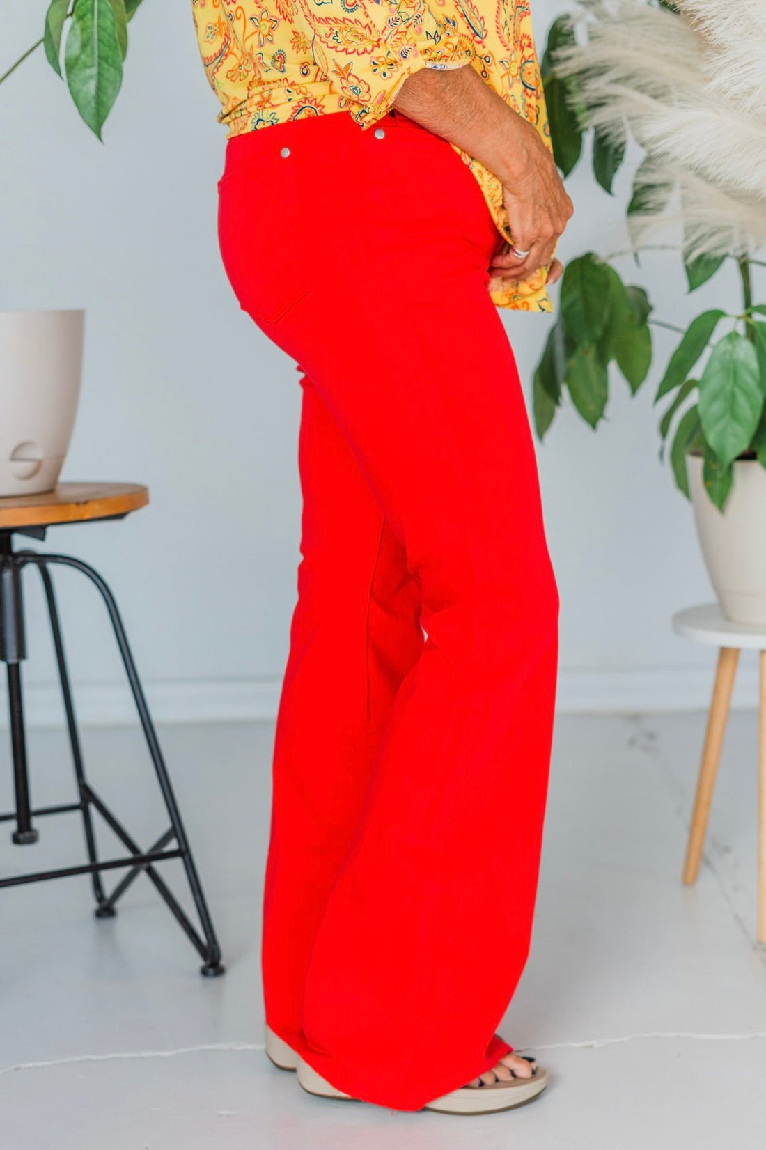 Judy Blue Red High Waist Tummy Control Garment Dyed Flares - Whiskey Skies - JUDY BLUE