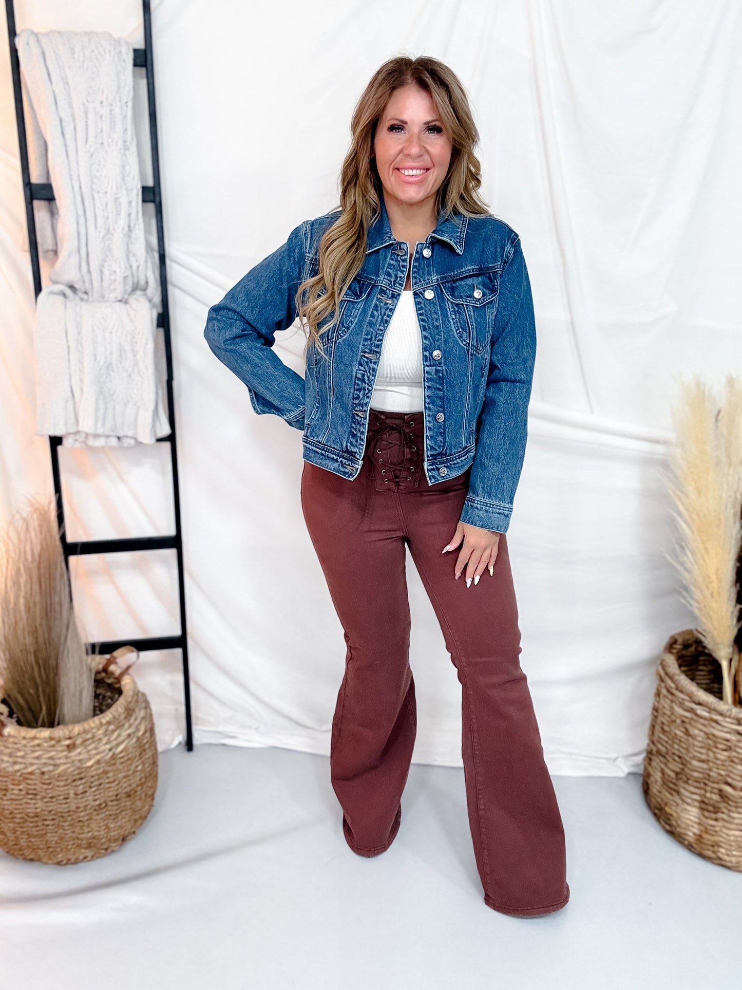 Judy Blue Rigid Magic Trucker Style Denim Jacket - Whiskey Skies - JUDY BLUE