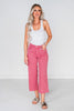 Judy Blue Rose Pink Wide Leg Cropped Jeans - Whiskey Skies - JUDY BLUE