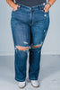 Judy Blue Sanded & Destroyed Bootcut Jeans - Whiskey Skies - JUDY BLUE