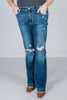 Judy Blue Sanded & Destroyed Bootcut Jeans - Whiskey Skies - JUDY BLUE