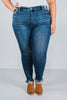 Judy Blue Shark Bite Hem High Waist Skinny Jeans - Whiskey Skies - JUDY BLUE