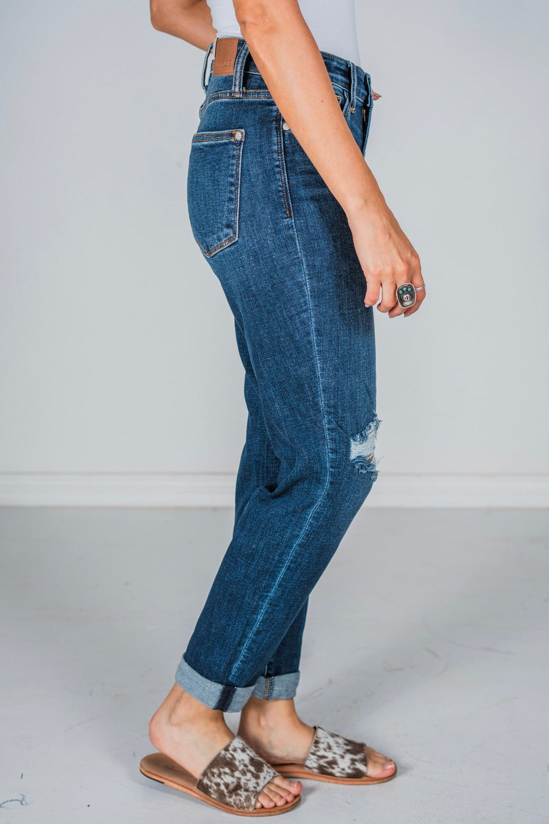 Judy Blue Slim Fit Mid Rise Destroy Jeans - Whiskey Skies - JUDY BLUE