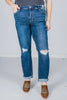 Judy Blue Slim Fit Mid Rise Destroy Jeans - Whiskey Skies - JUDY BLUE