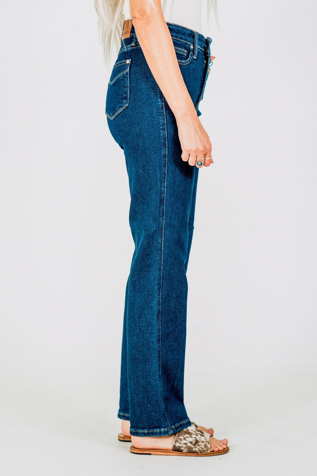 Judy Blue Straight Leg Tummy Control Jeans - Whiskey Skies - JUDY BLUE