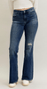 Judy Blue Tall Inseam Mid Rise Flare Jeans With Frayed Hems - Whiskey Skies - JUDY BLUE