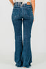 Judy Blue Tall Inseam Mid Rise Flare Jeans With Frayed Hems - Whiskey Skies - JUDY BLUE