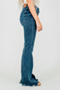 Judy Blue Tall Inseam Mid Rise Flare Jeans With Frayed Hems - Whiskey Skies - JUDY BLUE