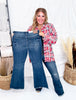 Judy Blue Tall Inseam Mid Rise Flare Jeans With Frayed Hems - Whiskey Skies - JUDY BLUE