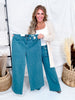 Judy Blue Teal Mid - Rise Utility Wide Leg Jeans - Whiskey Skies - JUDY BLUE