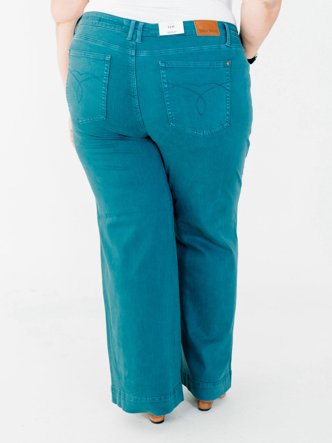 Judy Blue Teal Mid - Rise Utility Wide Leg Jeans - Whiskey Skies - JUDY BLUE