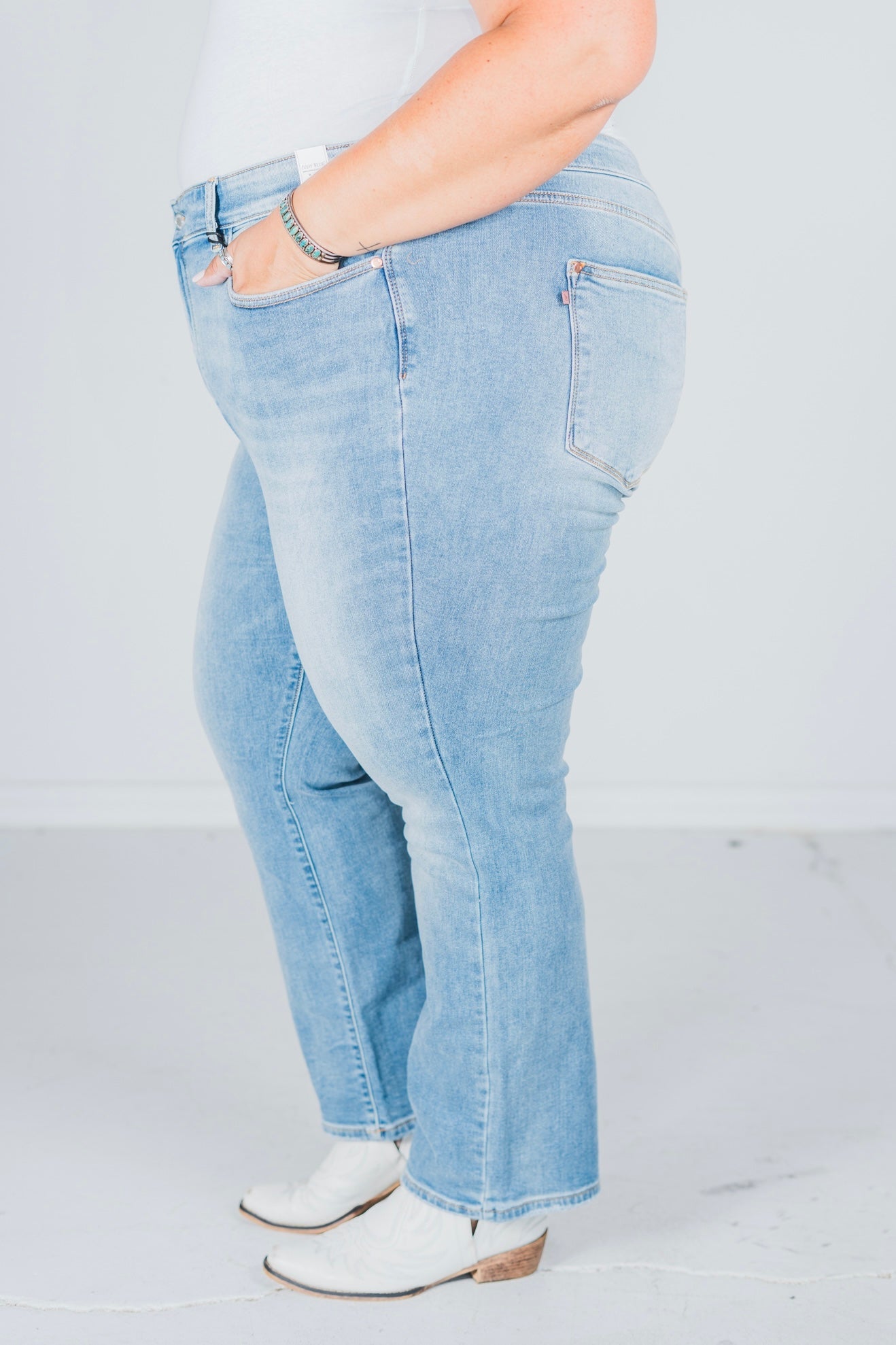 Judy Blue Thermal Contrast Wash Straight Jeans FINAL SALE - Whiskey Skies - JUDY BLUE