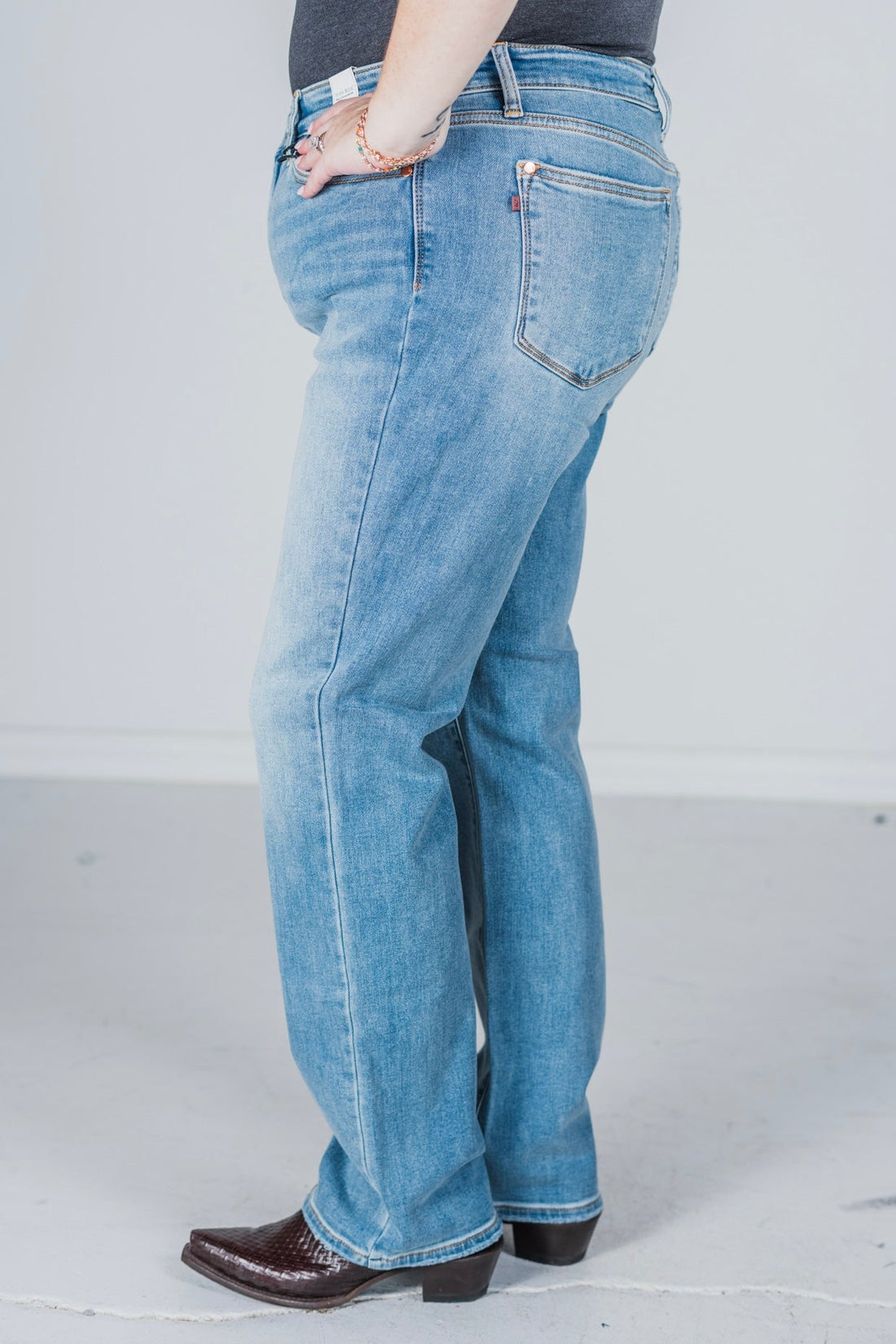 Judy Blue Thermal Contrast Wash Straight Jeans FINAL SALE - Whiskey Skies - JUDY BLUE