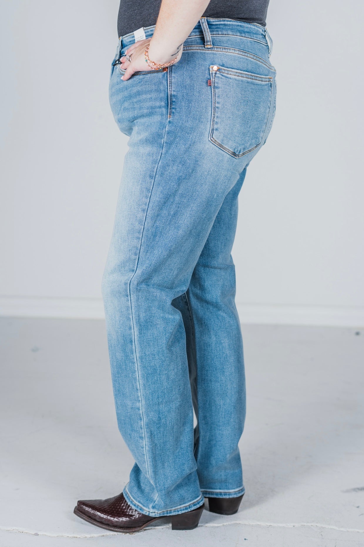 Judy Blue Thermal Contrast Wash Straight Jeans FINAL SALE - Whiskey Skies - JUDY BLUE