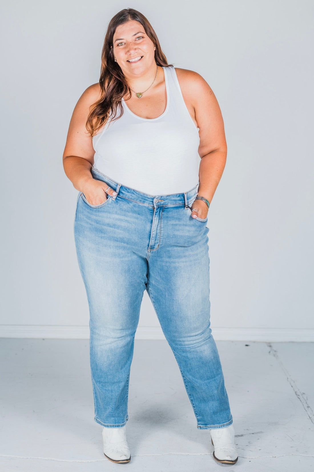 Judy Blue Thermal Contrast Wash Straight Jeans FINAL SALE - Whiskey Skies - JUDY BLUE