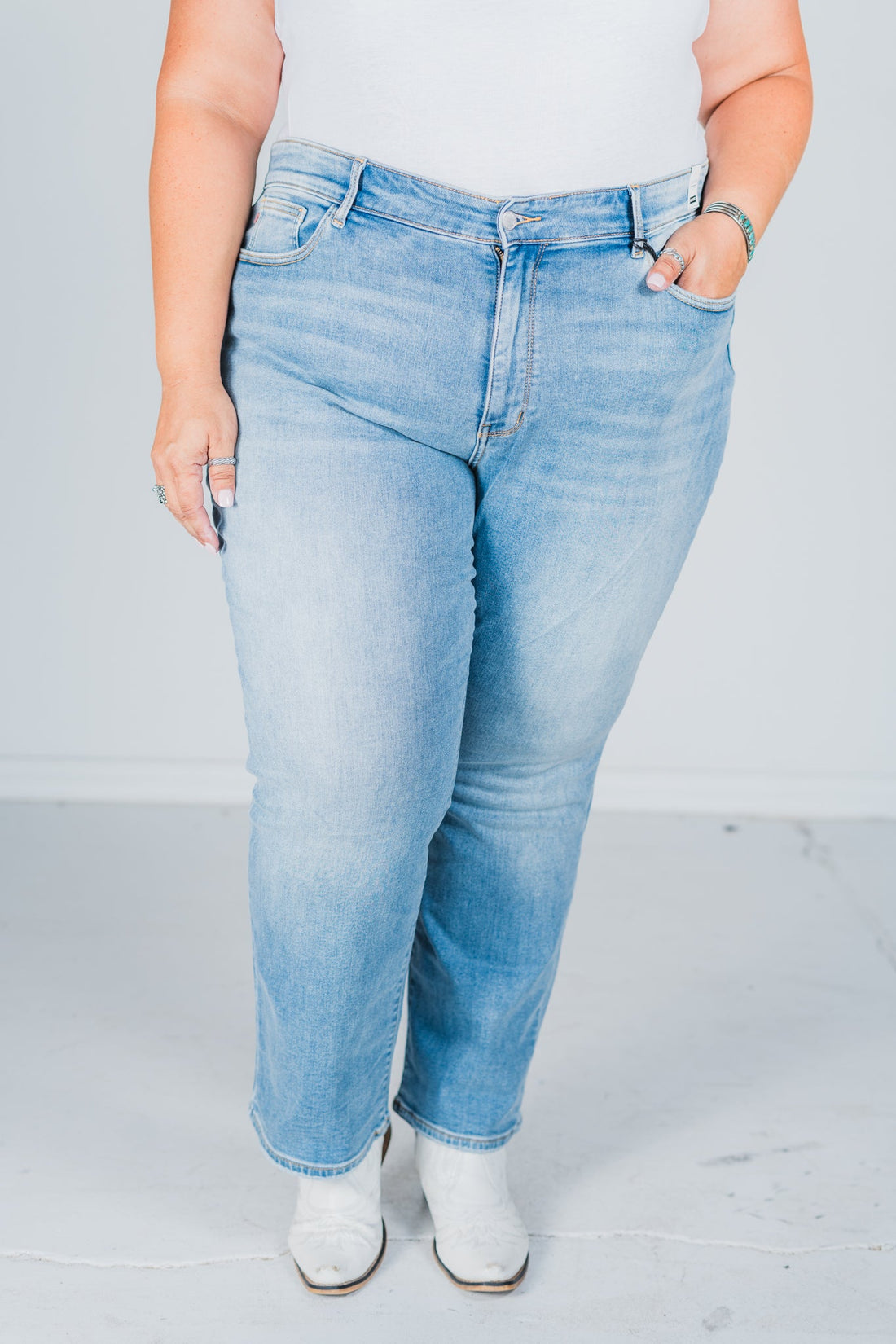 Judy Blue Thermal Contrast Wash Straight Jeans FINAL SALE - Whiskey Skies - JUDY BLUE