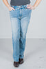 Judy Blue Thermal Contrast Wash Straight Jeans FINAL SALE - Whiskey Skies - JUDY BLUE