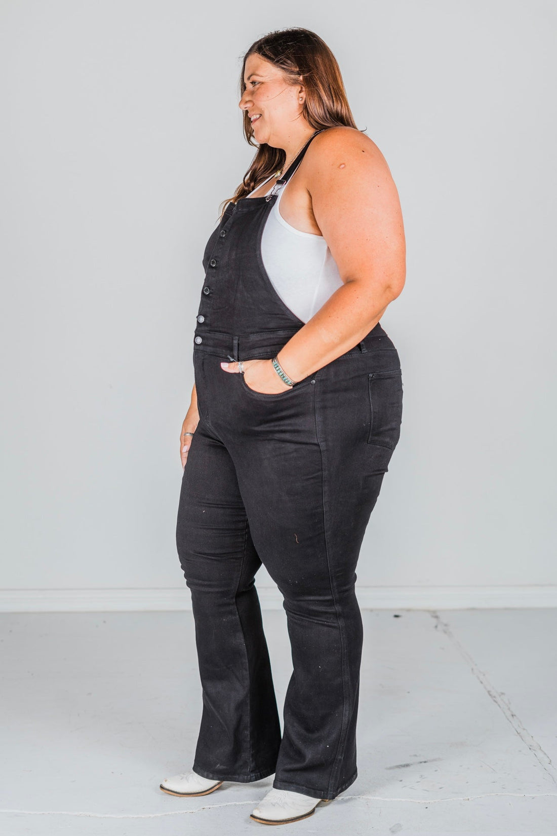 Judy Blue Tummy Control Black Retro Flare Overalls FINAL SALE - Whiskey Skies - JUDY BLUE