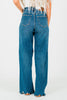Judy Blue Tummy Control Chewed Hem Wide Leg Jeans - Whiskey Skies - JUDY BLUE