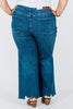 Judy Blue Tummy Control Chewed Hem Wide Leg Jeans - Whiskey Skies - JUDY BLUE