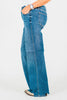 Judy Blue Tummy Control Chewed Hem Wide Leg Jeans - Whiskey Skies - JUDY BLUE