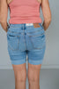 Judy Blue Tummy Control Cooling Denim Shorts - Whiskey Skies - JUDY BLUE