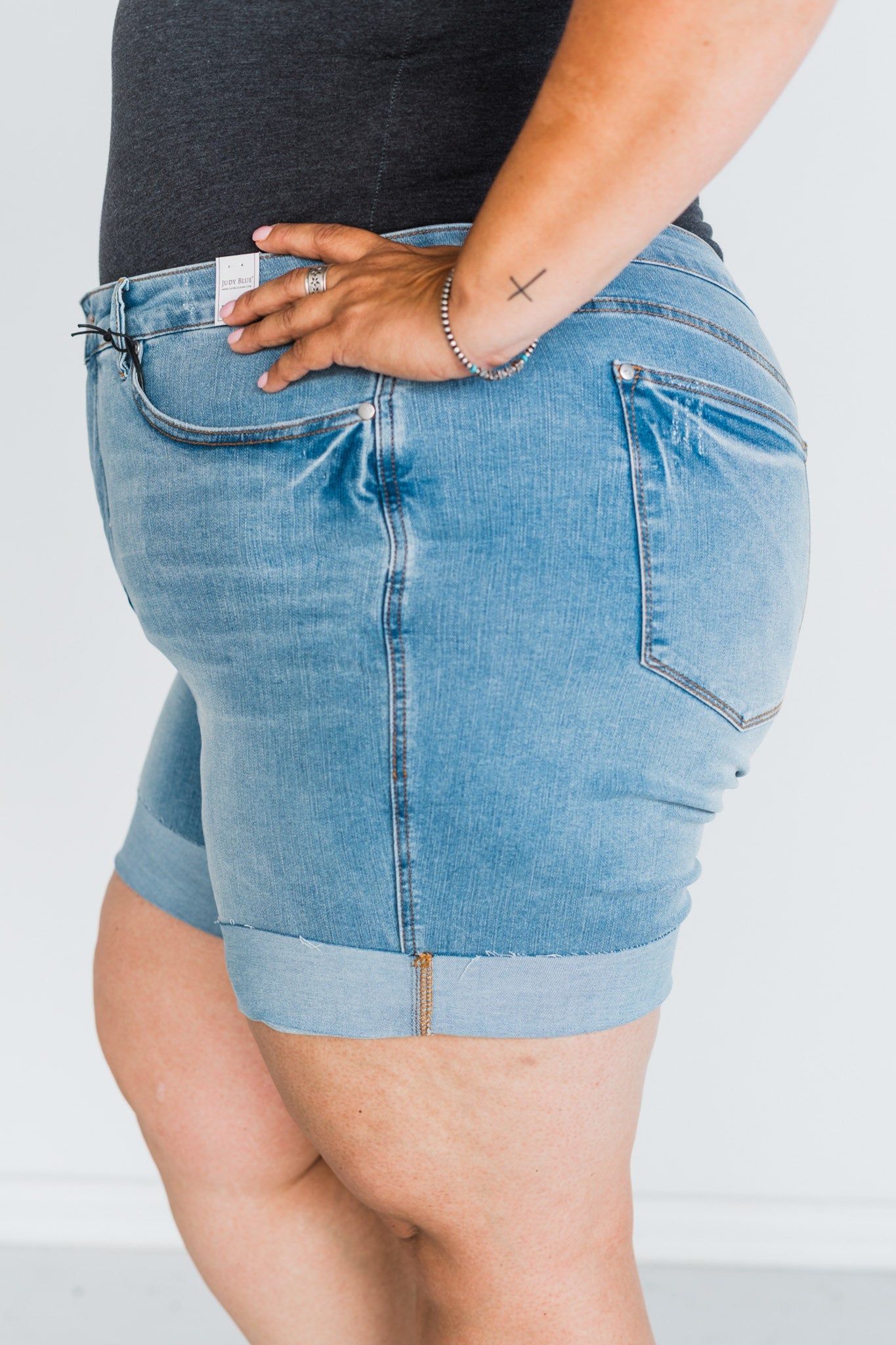 Judy Blue Tummy Control Cooling Denim Shorts - Whiskey Skies - JUDY BLUE