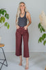 Judy Blue Tummy Control Cropped Wide Leg Jeans Oxblood - Whiskey Skies - JUDY BLUE