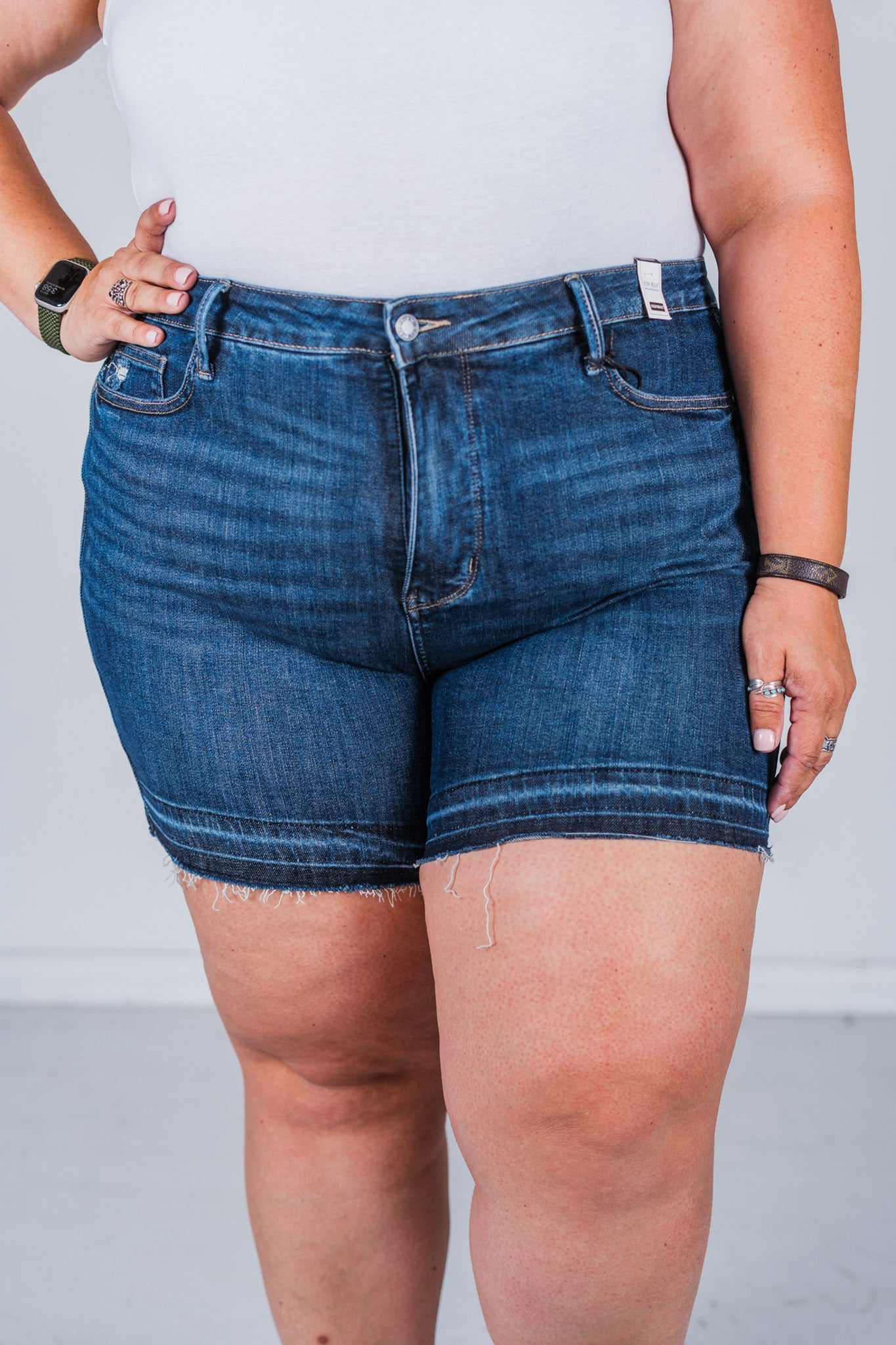 Shorts Size Tummy Control Cuffed Shorts In Vintage Wash L Judy