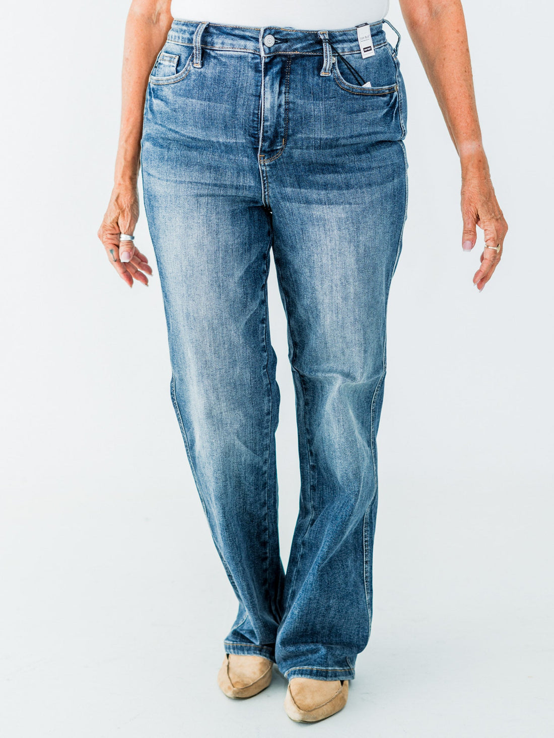 Judy Blue Tummy Control High Waist Straight Leg Jeans - Whiskey Skies - JUDY BLUE