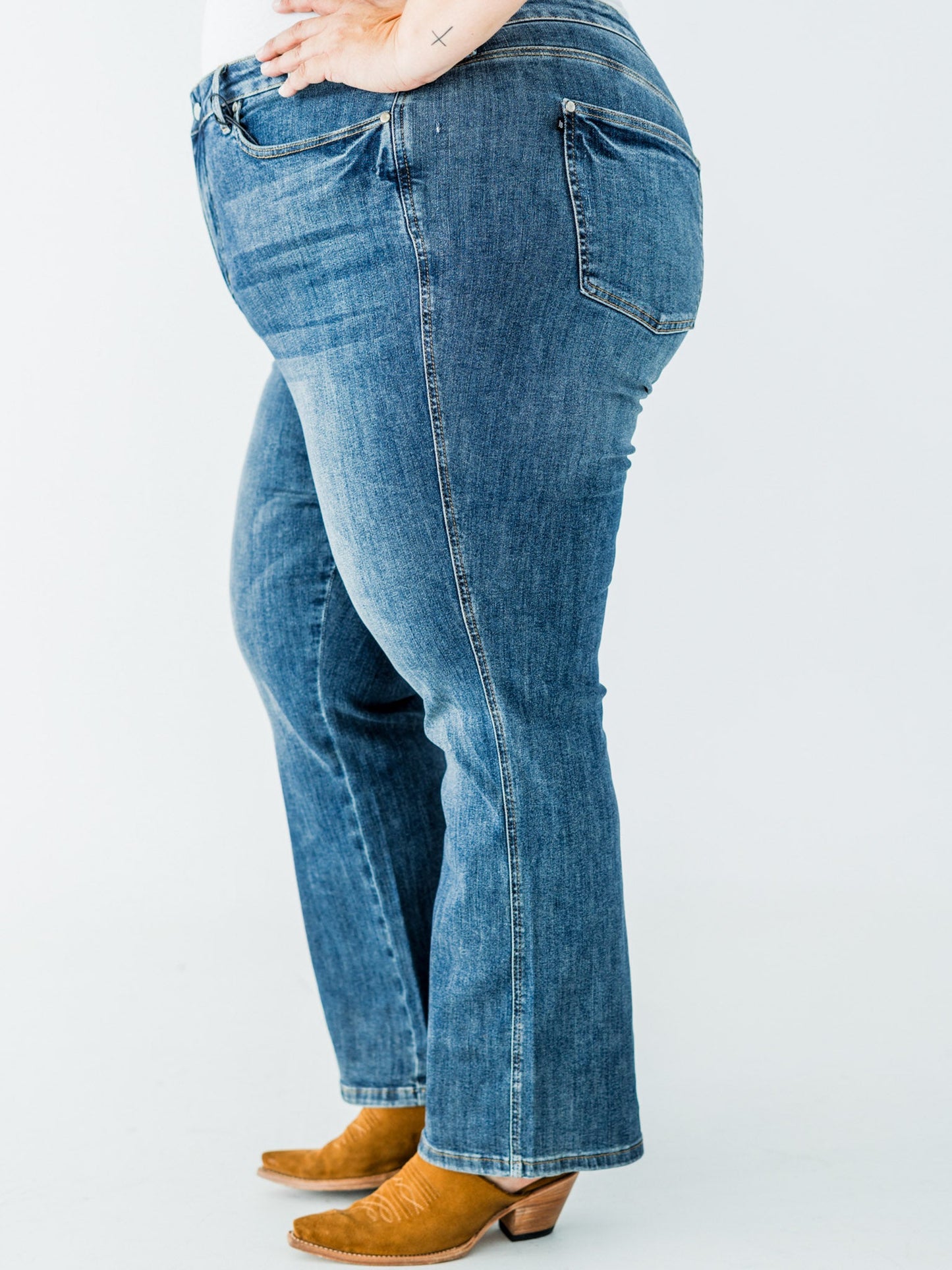 Judy Blue Tummy Control High Waist Straight Leg Jeans - Whiskey Skies - JUDY BLUE