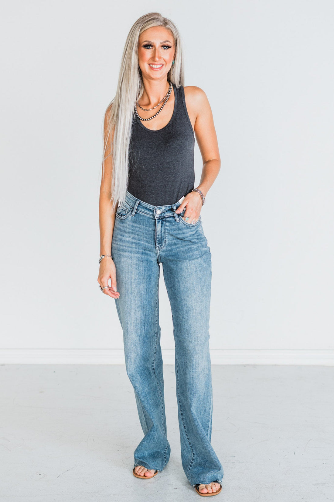 Judy Blue V - Front Baggy Jeans - Whiskey Skies - JUDY BLUE