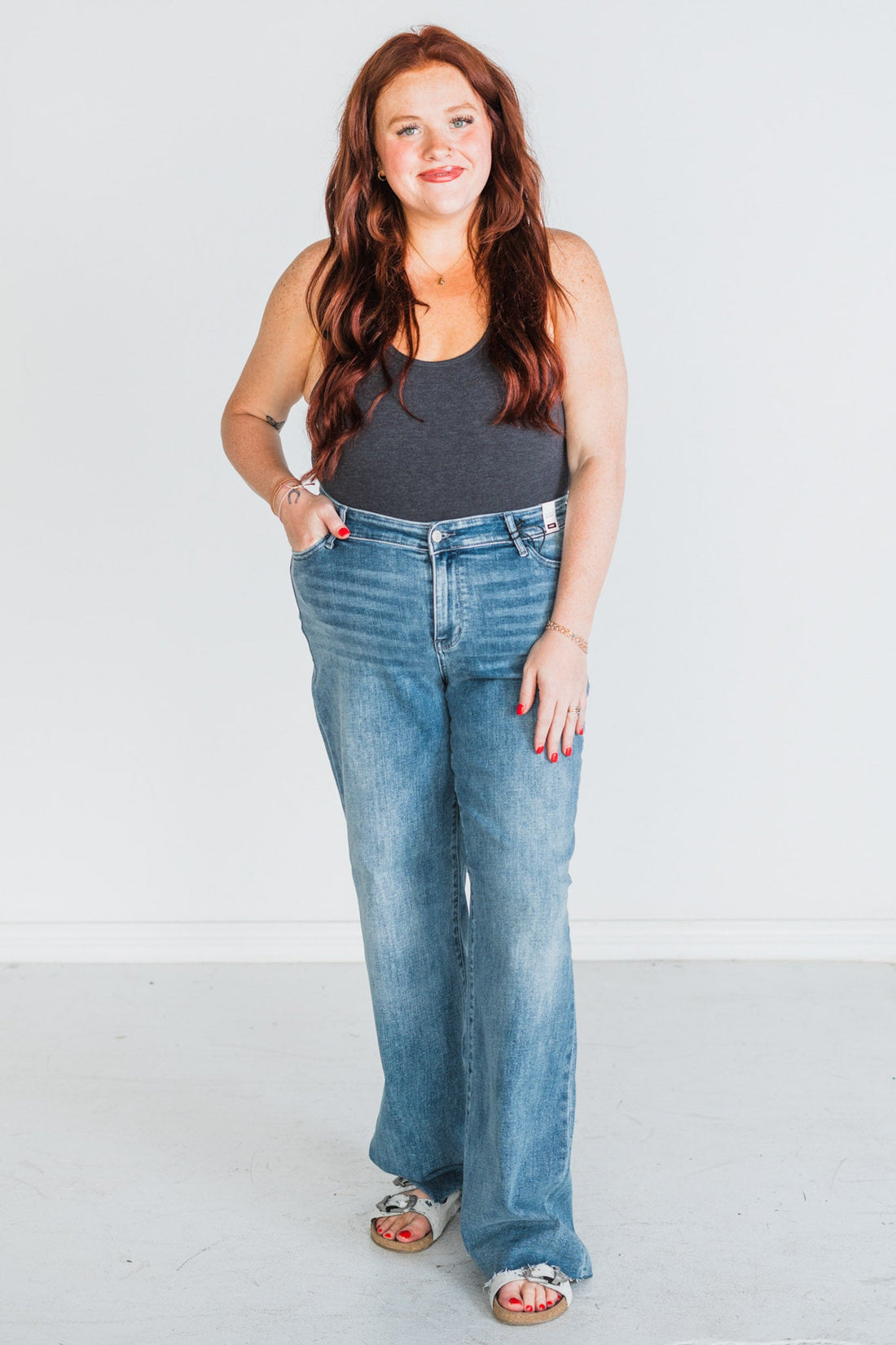 Judy Blue V - Front Baggy Jeans - Whiskey Skies - JUDY BLUE