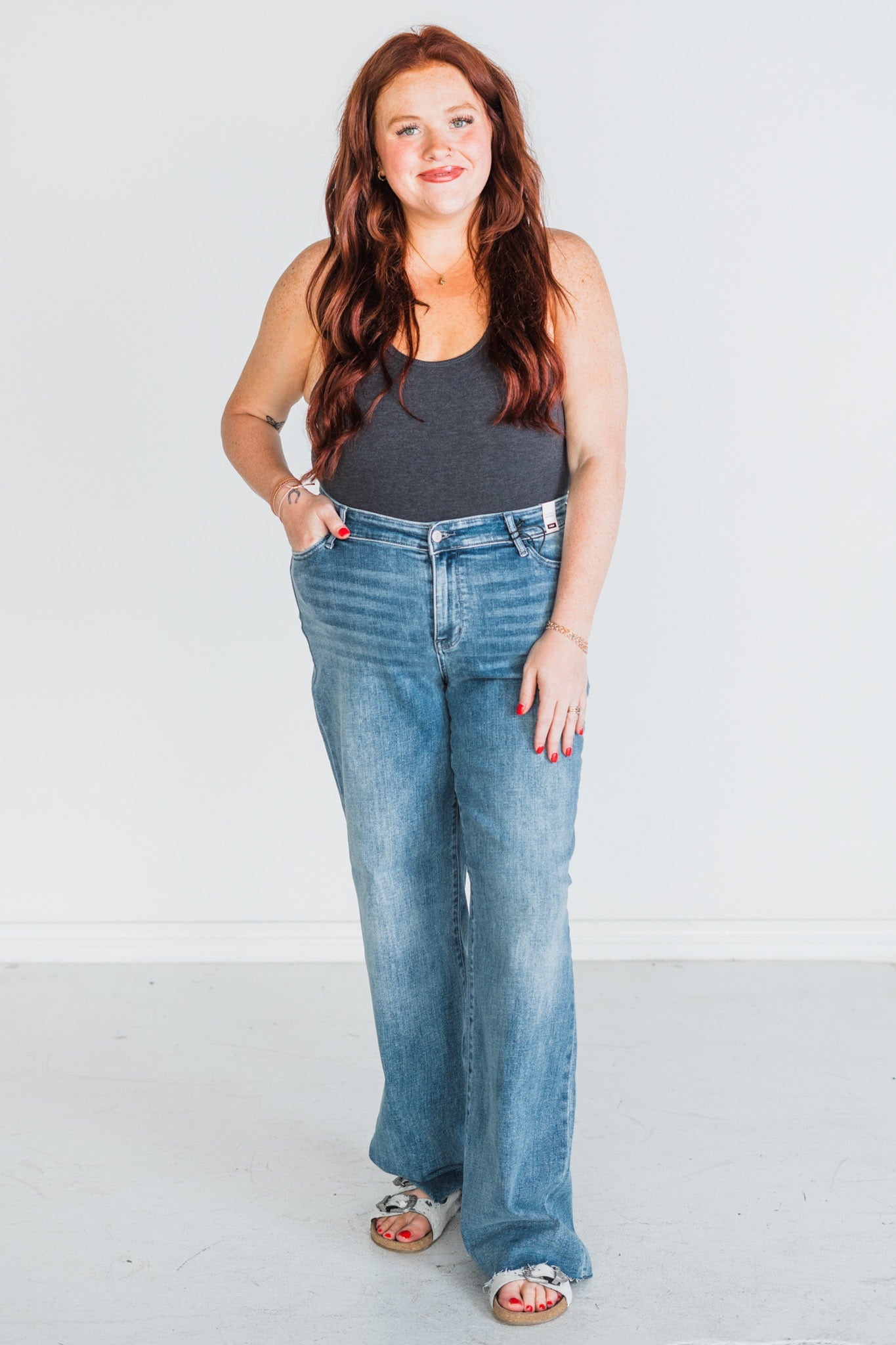 Judy Blue V - Front Baggy Jeans - Whiskey Skies - JUDY BLUE