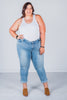 Judy Blue V - Front Cooling Denim Cuffed Jeans - Whiskey Skies - JUDY BLUE