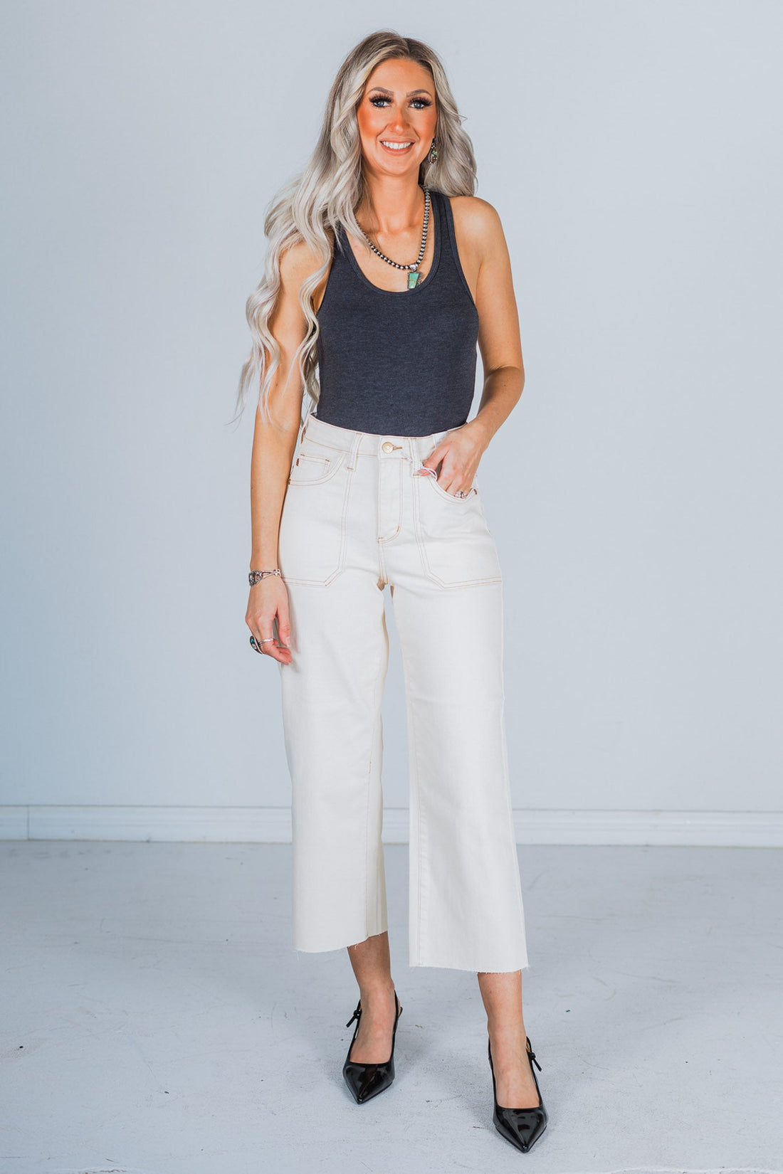 Judy Blue Vanilla Garment Dyed Crop Wide Leg Jeans - Whiskey Skies - JUDY BLUE