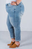 Judy Blue Vintage Wash Double Cuffed Boyfriend Jeans - Whiskey Skies - JUDY BLUE