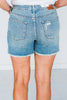 Judy Blue Vintage Wash Fly Stitch Distressed Denim Shorts - Whiskey Skies - JUDY BLUE
