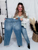 Judy Blue Vintage Wash Front Seam & Slit Straight Jeans - Whiskey Skies - JUDY BLUE