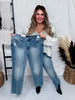 Judy Blue Vintage Wash Front Seam & Slit Straight Jeans - Whiskey Skies - JUDY BLUE