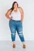 Judy Blue Vintage Wash Mid Rise Destroy Boyfriend Jeans - Whiskey Skies - JUDY BLUE