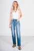 Judy Blue Vintage Wash Thermal Straight Jeans - Whiskey Skies - JUDY BLUE