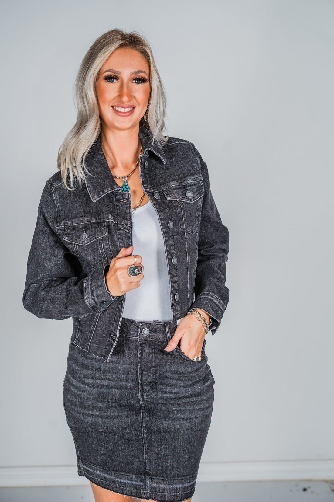 Judy Blue Washed Black Cropped Jacket FINAL SALE - Whiskey Skies - JUDY BLUE