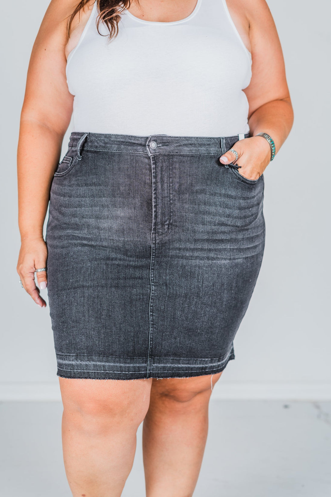 Judy Blue Washed Black Release Hem Skirt FINAL SALE - Whiskey Skies - JUDY BLUE