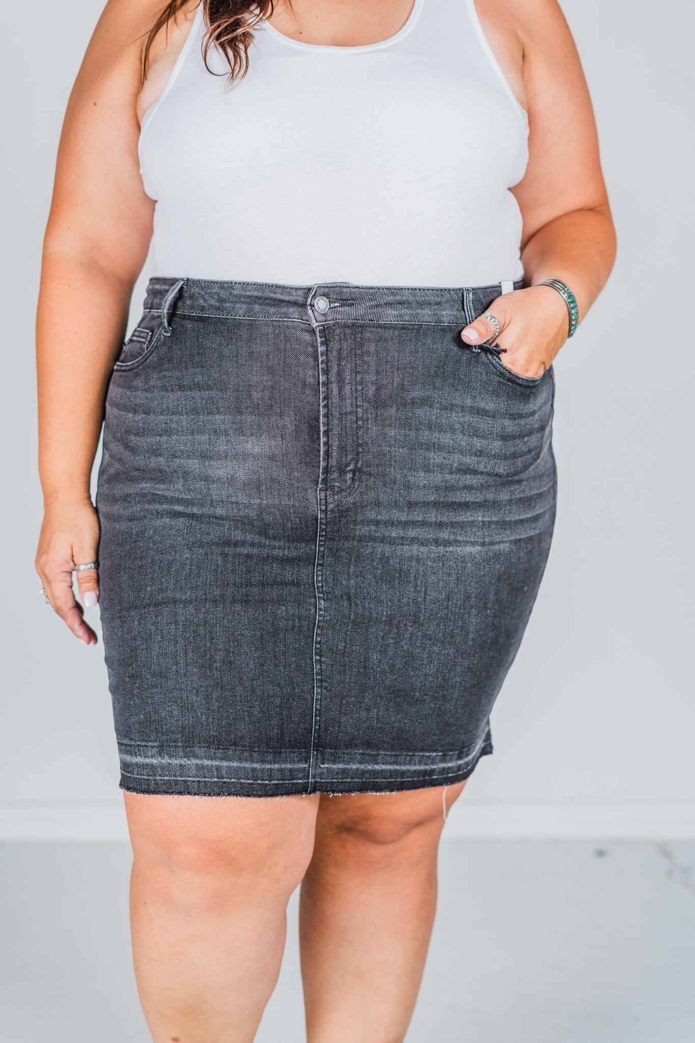 Judy Blue Washed Black Release Hem Skirt FINAL SALE - Whiskey Skies - JUDY BLUE