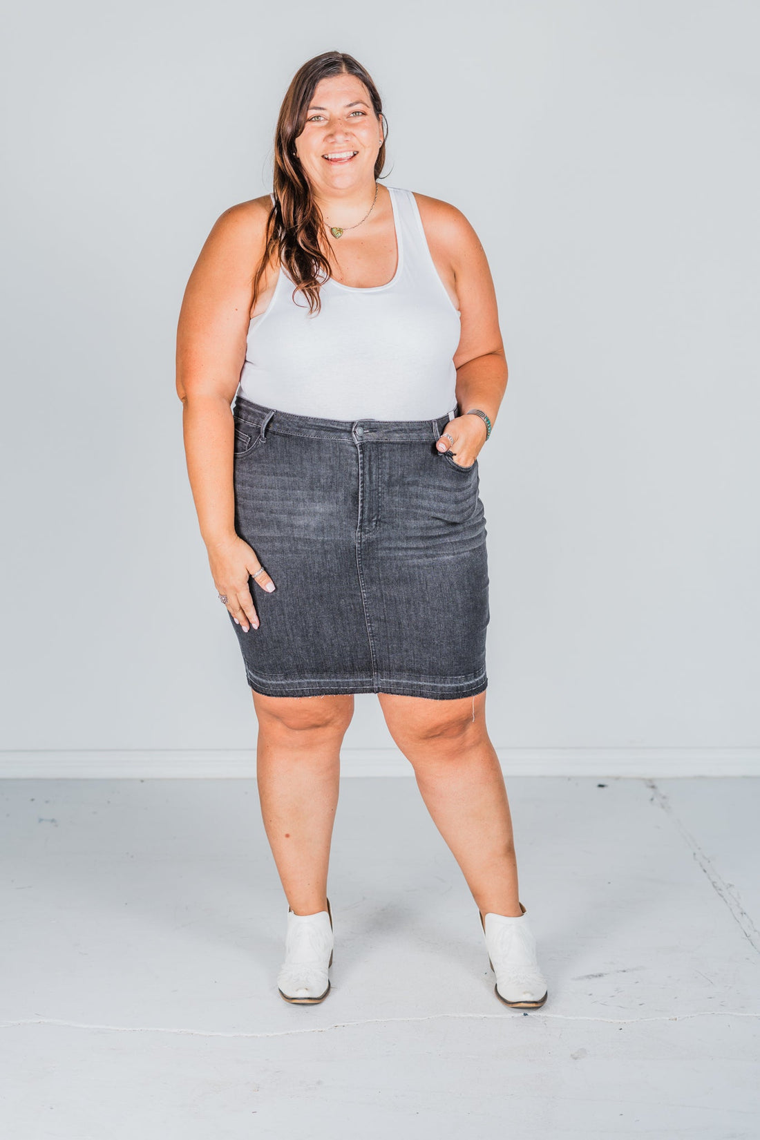 Judy Blue Washed Black Release Hem Skirt FINAL SALE - Whiskey Skies - JUDY BLUE