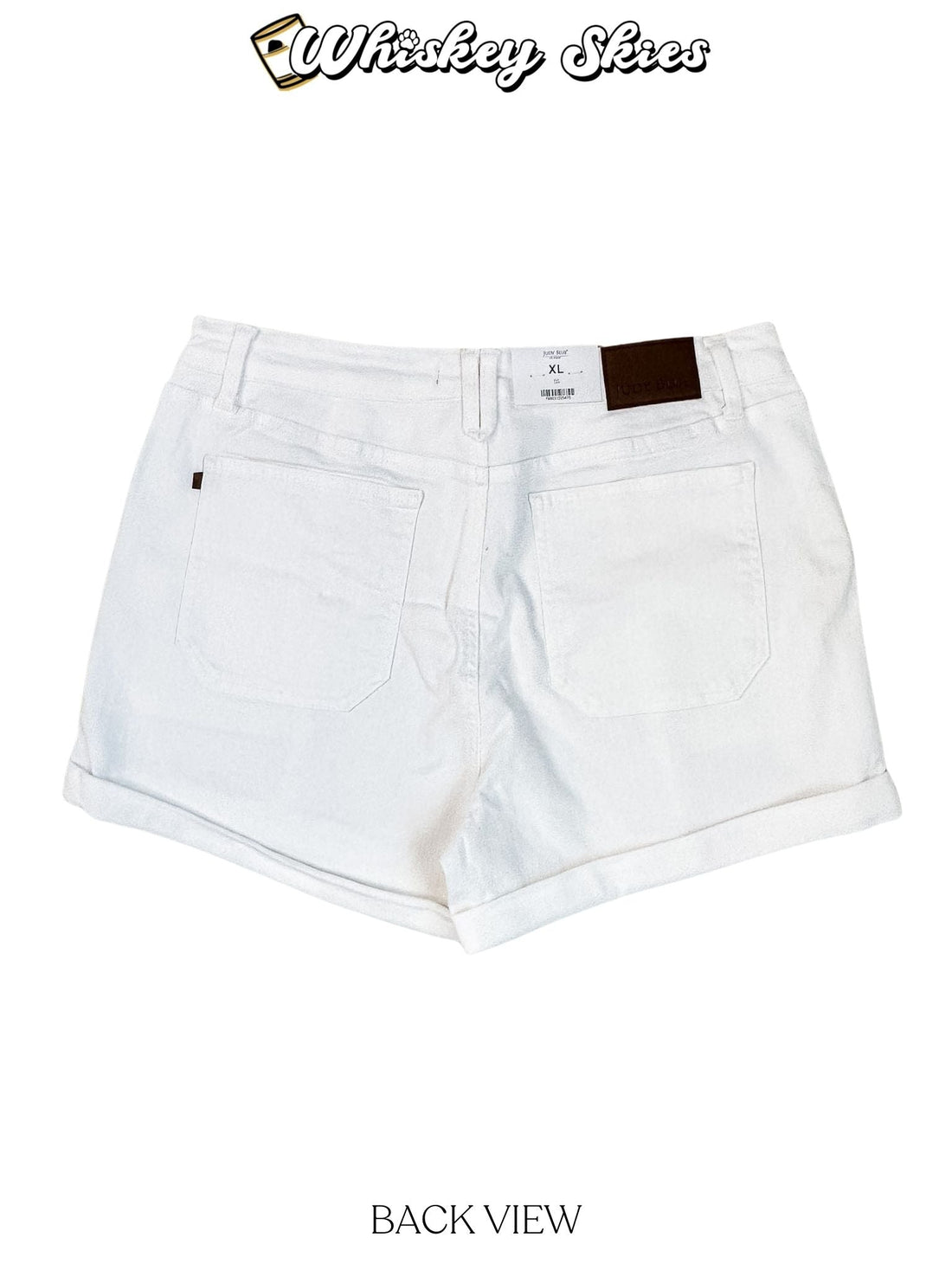 Judy Blue White High Waist Aurora Weekender Double Cuff Shorts - Whiskey Skies - JUDY BLUE