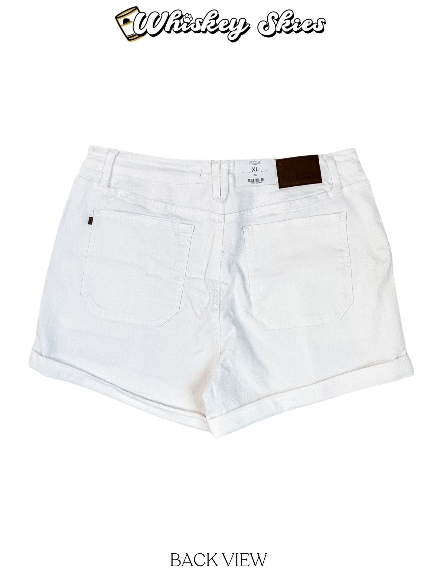 Judy Blue White High Waist Aurora Weekender Double Cuff Shorts - Whiskey Skies - JUDY BLUE