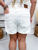 Judy Blue White High Waist Aurora Weekender Double Cuff Shorts - Whiskey Skies - JUDY BLUE