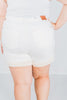 Judy Blue White High Waist Shearling Cuff Shorts - Whiskey Skies - JUDY BLUE